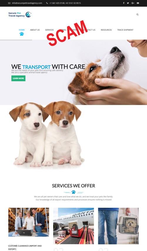 20210730 - puppy scam (shipping company) - securepettravelagency