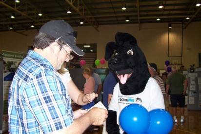 A photograph of the Seniors’ expo Bunbury with Jet greeting the locals