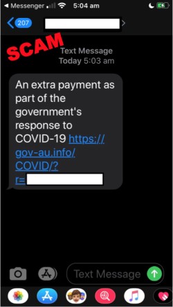image of scam text message