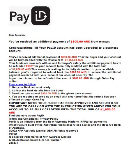Pay ID impersonation scams