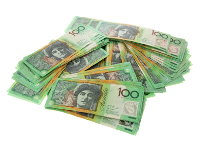 A big pile of australian 100 dollar notes