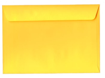 A yellow envelope seen from behind