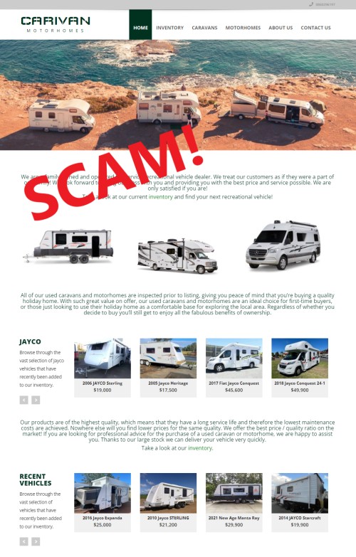 20230131- online shopping scam - carivanmotorhomes