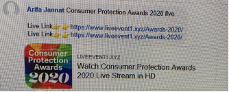 screenshot of Facebook comment diverting to fake CP Awards event