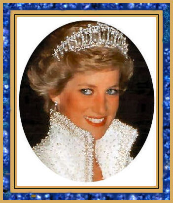 A photograph of Princess Dianna with a blue boarder 