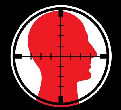 hitman target in red and black