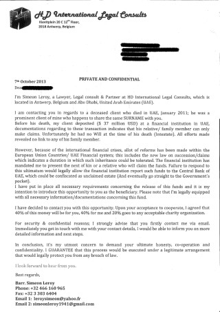 HD International Legal Consult letter