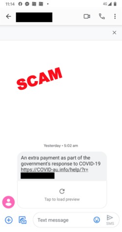 image of scam text message