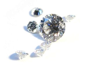 A scattering of diamonds on a white background