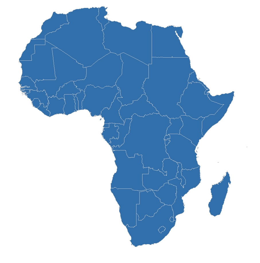 A blue map of Africa 