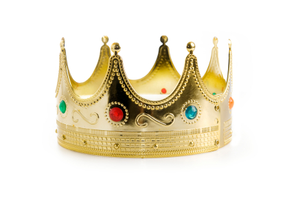 A gold classic style crown with embedded jewels 
