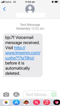 FluBot phishing SMS - screenshot
